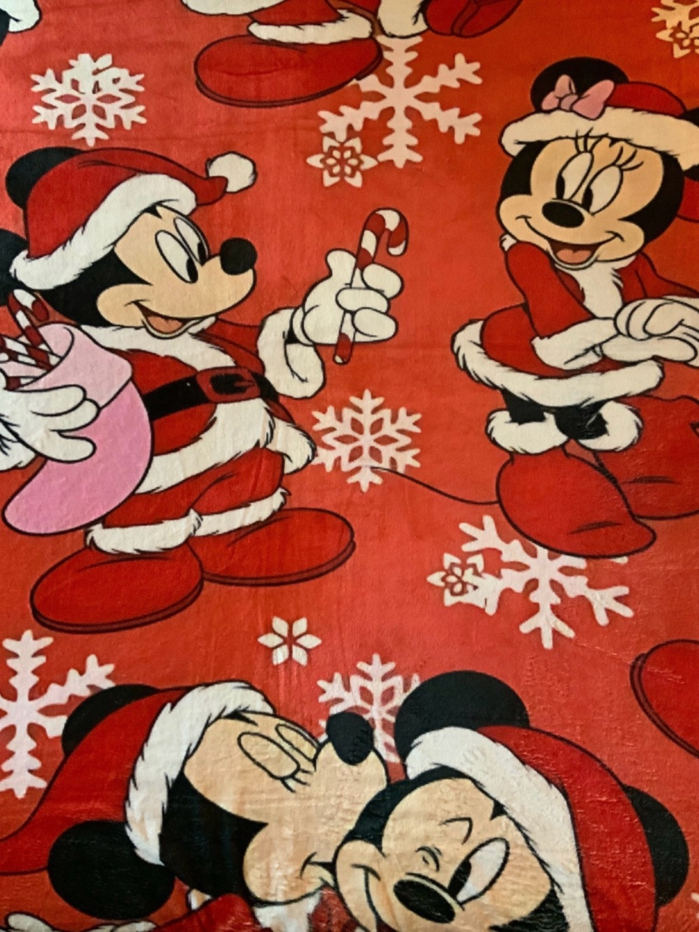 Red Holiday Mickey & Minnie Plush Throw Blanket